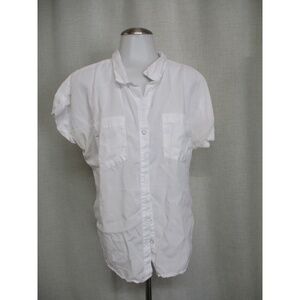HARPER White Loose Fit Two Chest Pockets Short Sleeve Shirt blouse top M  LW